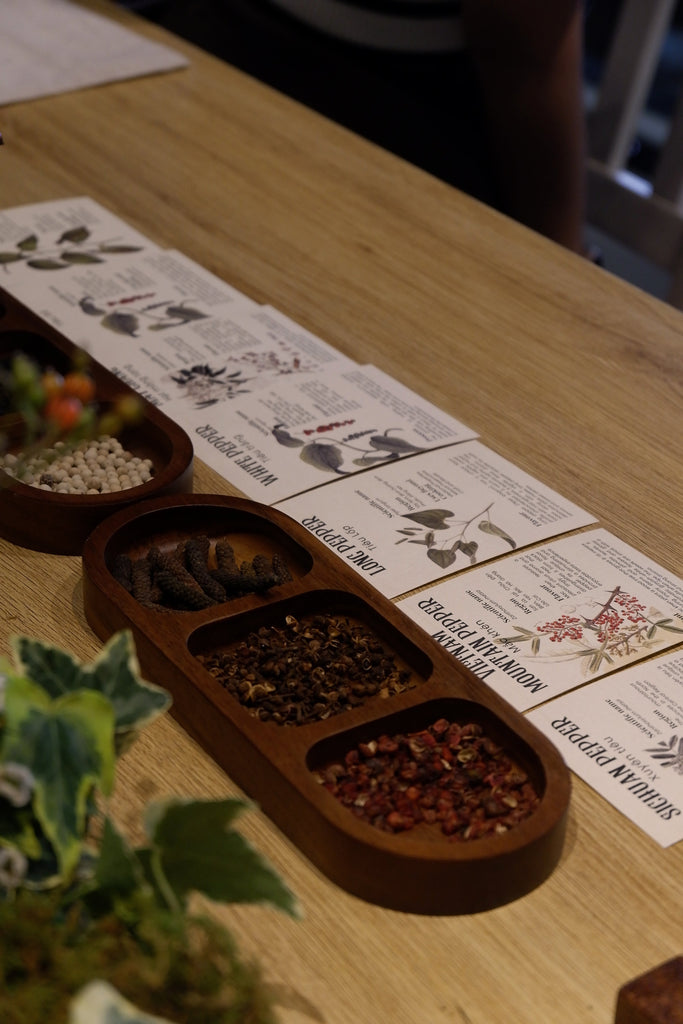Seven kinds of pepper used in the Spice Canvas kitchen